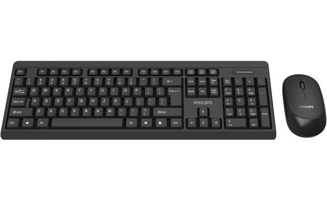 Philips MK324 Wireless Keyboard and Mouse Combo | Ambidextrous, Low-Profile | Adjustable DPI Mouse, Full-Sized Keyboard, | Plug and Play for Windows, Laptop, PC or Notebook